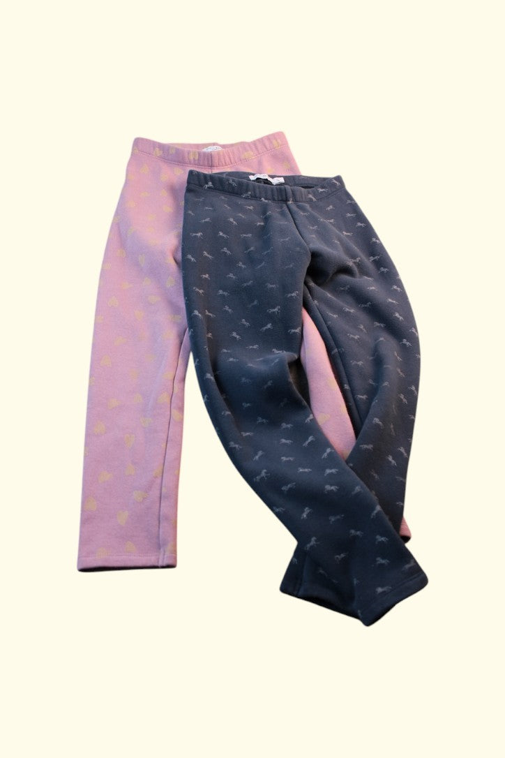 2er Kidkiddo Set Leggins gefüttert 110 Grau mit kleinen Tiermotiven