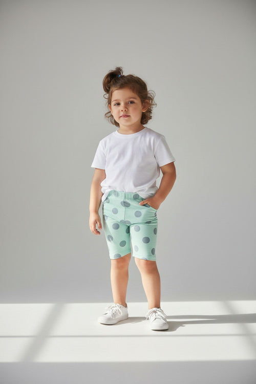 2er Kidkiddo Set 92 Weiß und Mintgrün mit grauen Punkten / Weiß