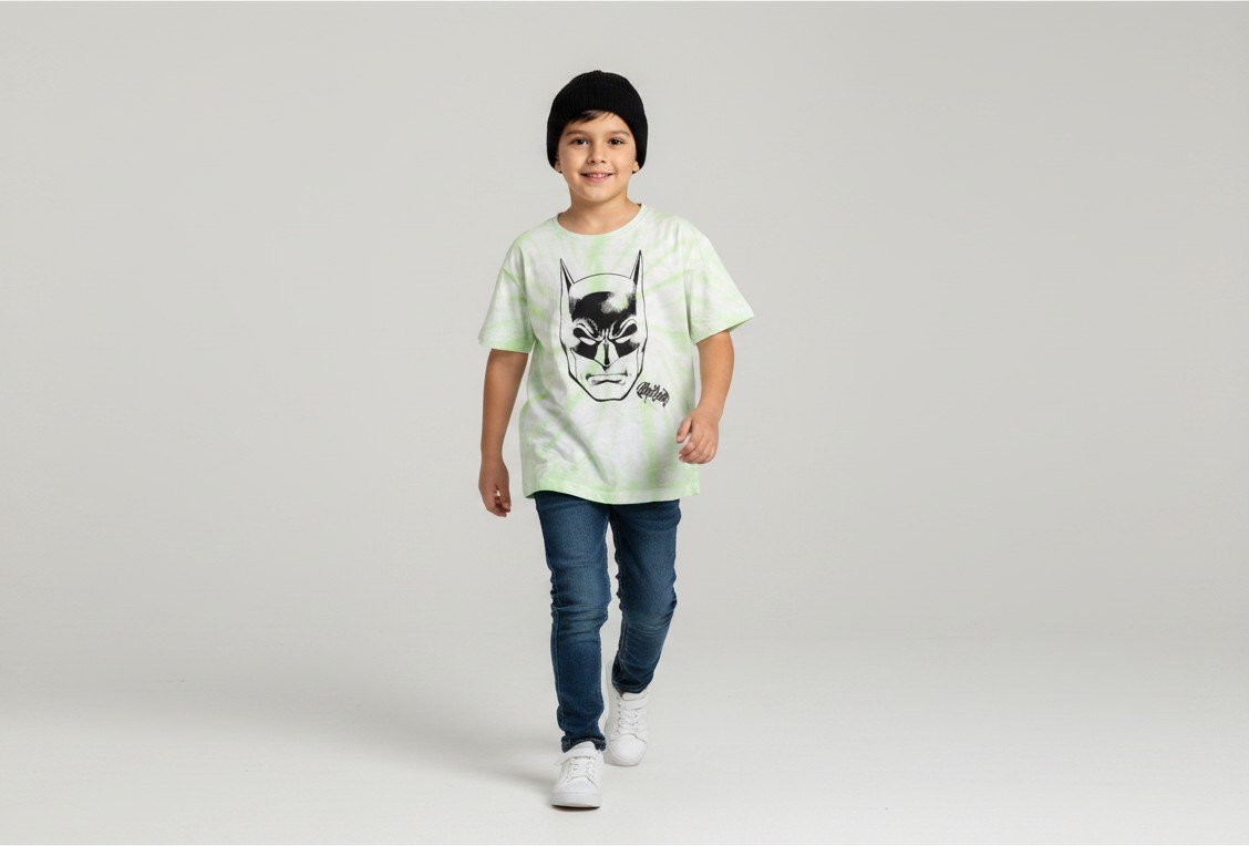  T-Shirt 122 Grün, Schwarz, Weiß