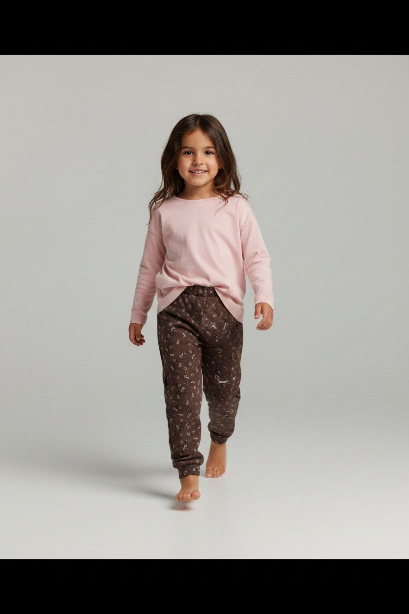 2er Kidkiddo Set 86 Pink und Braun mit Blumenmuster