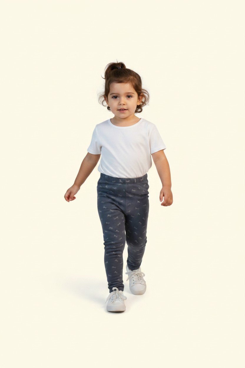 2er Kidkiddo Set Leggins gefüttert 110 Grau mit kleinen Tiermotiven