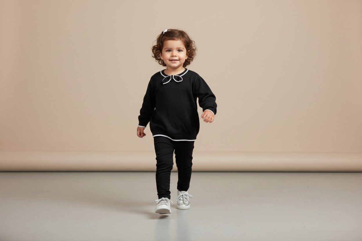 Kategorie 3 Pullover 110 Schwarz mit weißen Akzenten