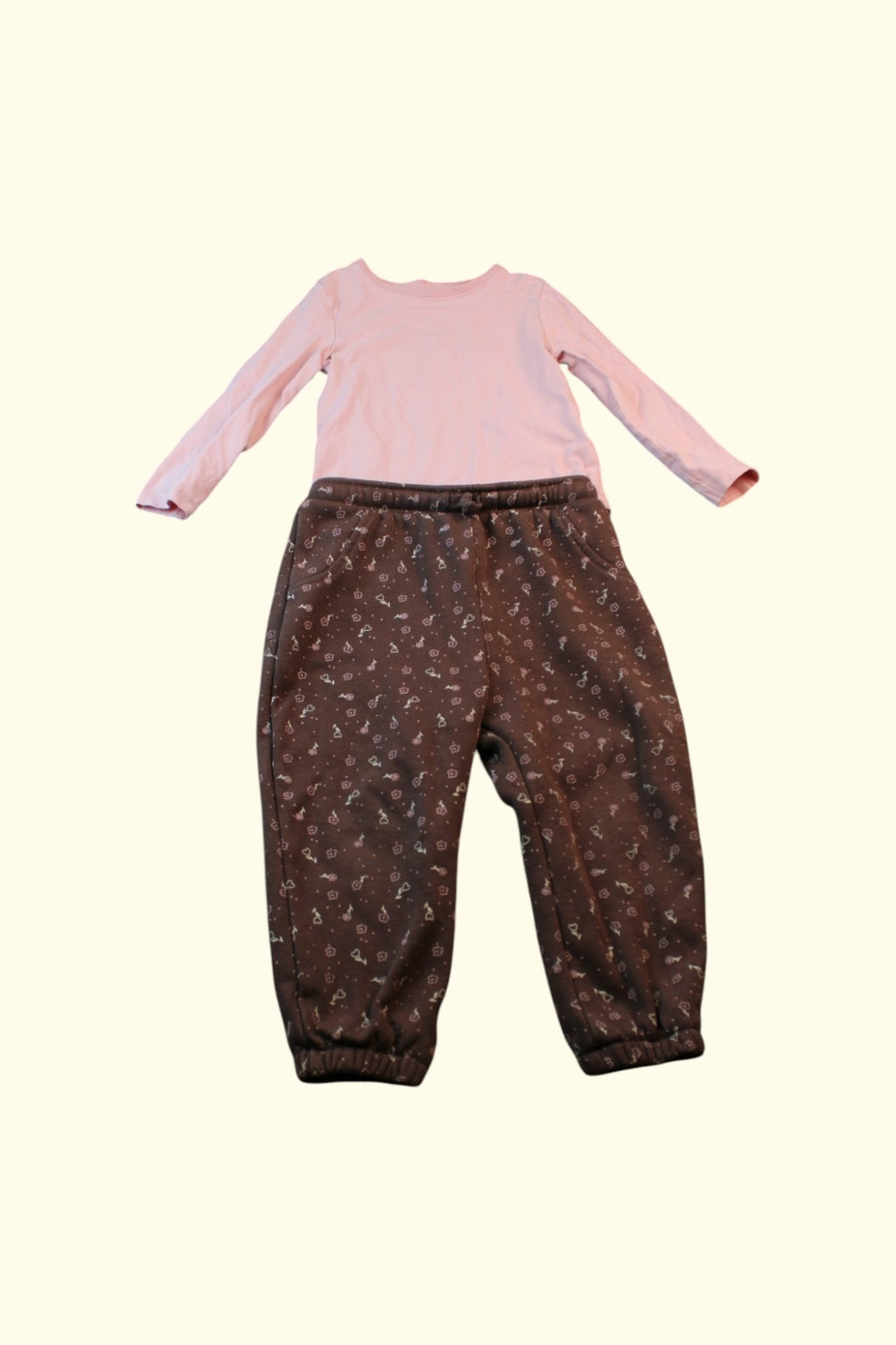 2er Kidkiddo Set 86 Pink und Braun mit Blumenmuster