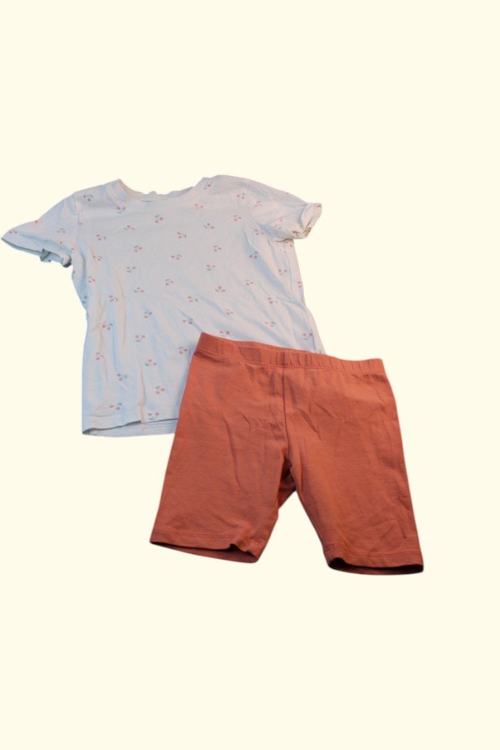 2er Kidkiddo Set 92 Weiß mit floralem Muster, Coral
