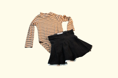 2er Kidkiddo Set 104 Beige mit schwarzen Streifen