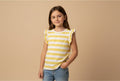Petit Bateau T-Shirt 98 Gelb und Weiß gestreift