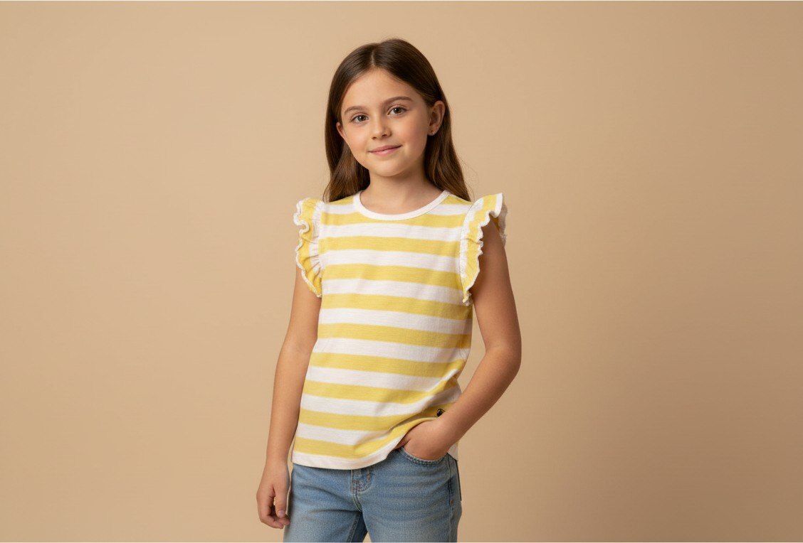 Petit Bateau T-Shirt 98 Gelb und Weiß gestreift