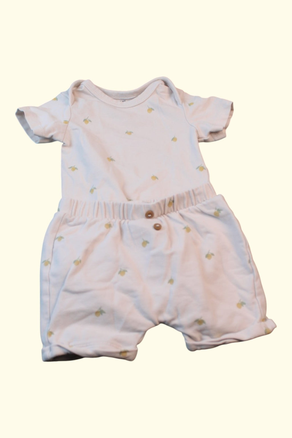 2er Kidkiddo Set 56 Weiß mit gelben Zitronenmustern
