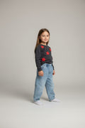 Steiff/ Petit Bateau 2er Kidkiddo Set 86 Dunkelgrau mit roten Sternen, hellblaue Jeans
