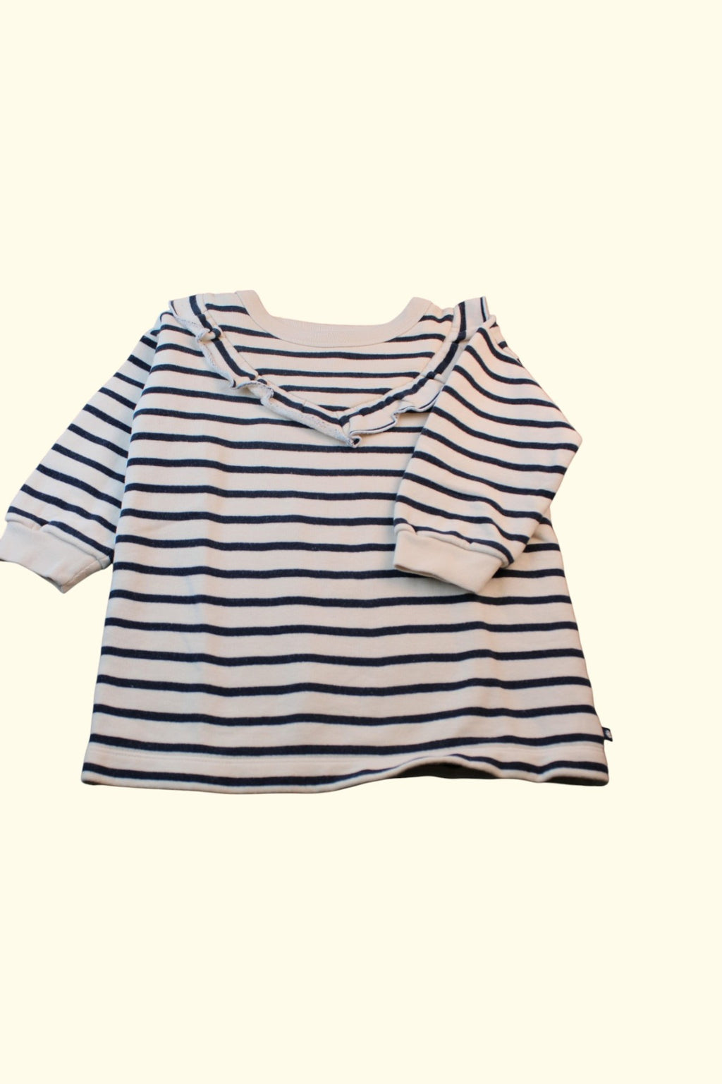 Petit Bateau Kleid 98 Weiß mit dunkelblauen Streifen