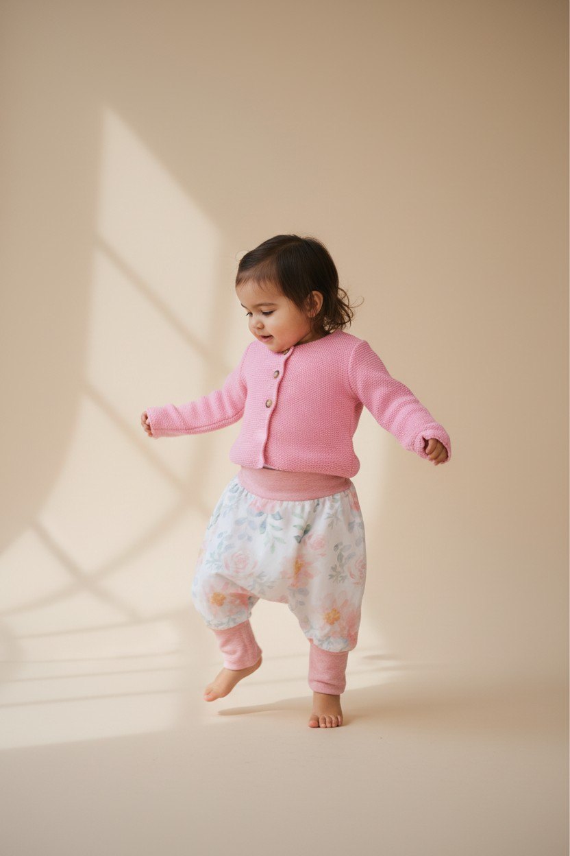 2er Kidkiddo Set 62 Pink, Weiß, Blumenmuster