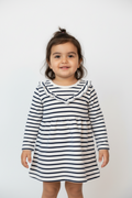 Petit Bateau Kleid 98 Weiß mit dunkelblauen Streifen