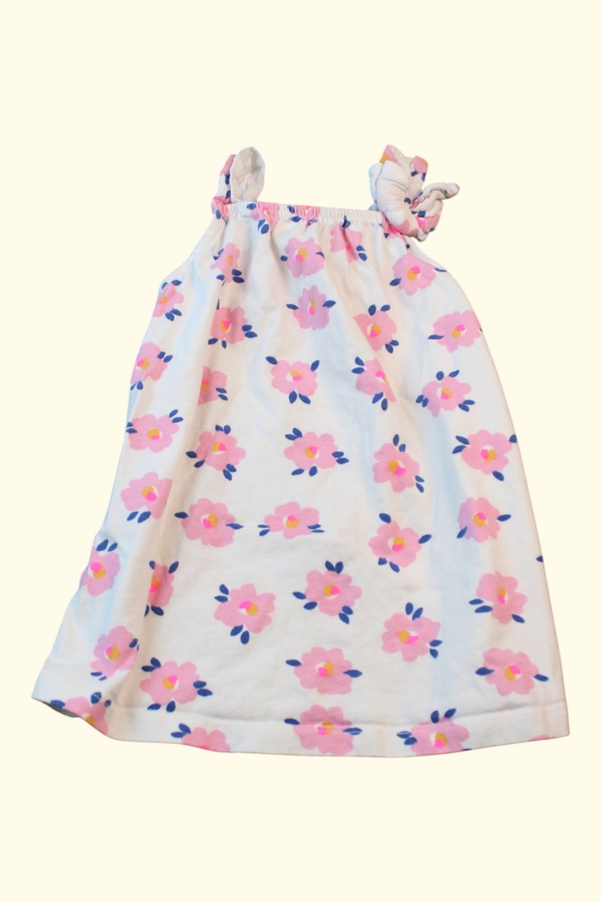 Kleid 80 Weiß mit rosa und lila Blumenmuster