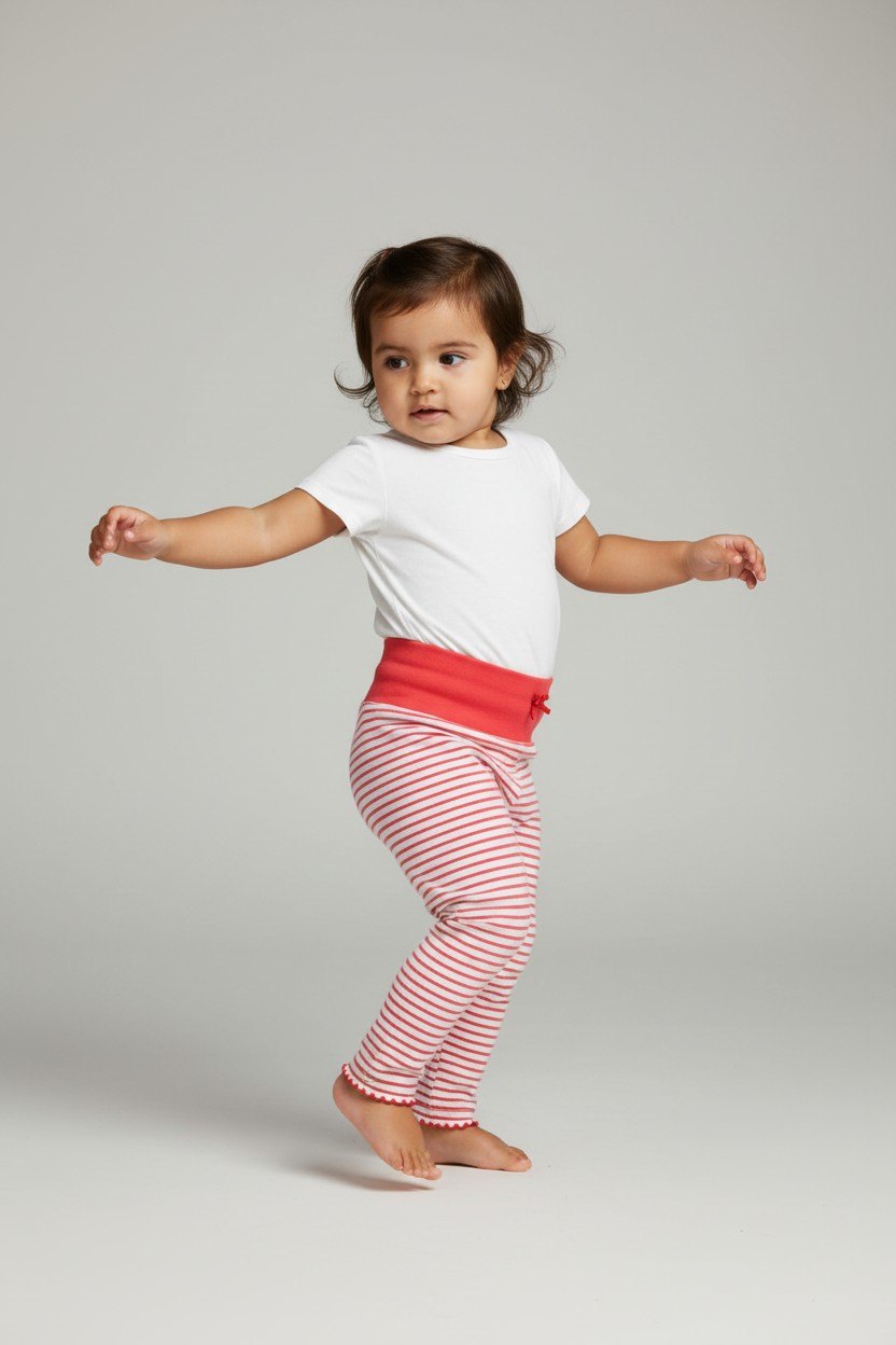 Steiff Leggins 74 Rot, Weiß