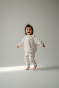2er Kidkiddo Set 68 Creme mit Blumenmuster in Rot und Grau