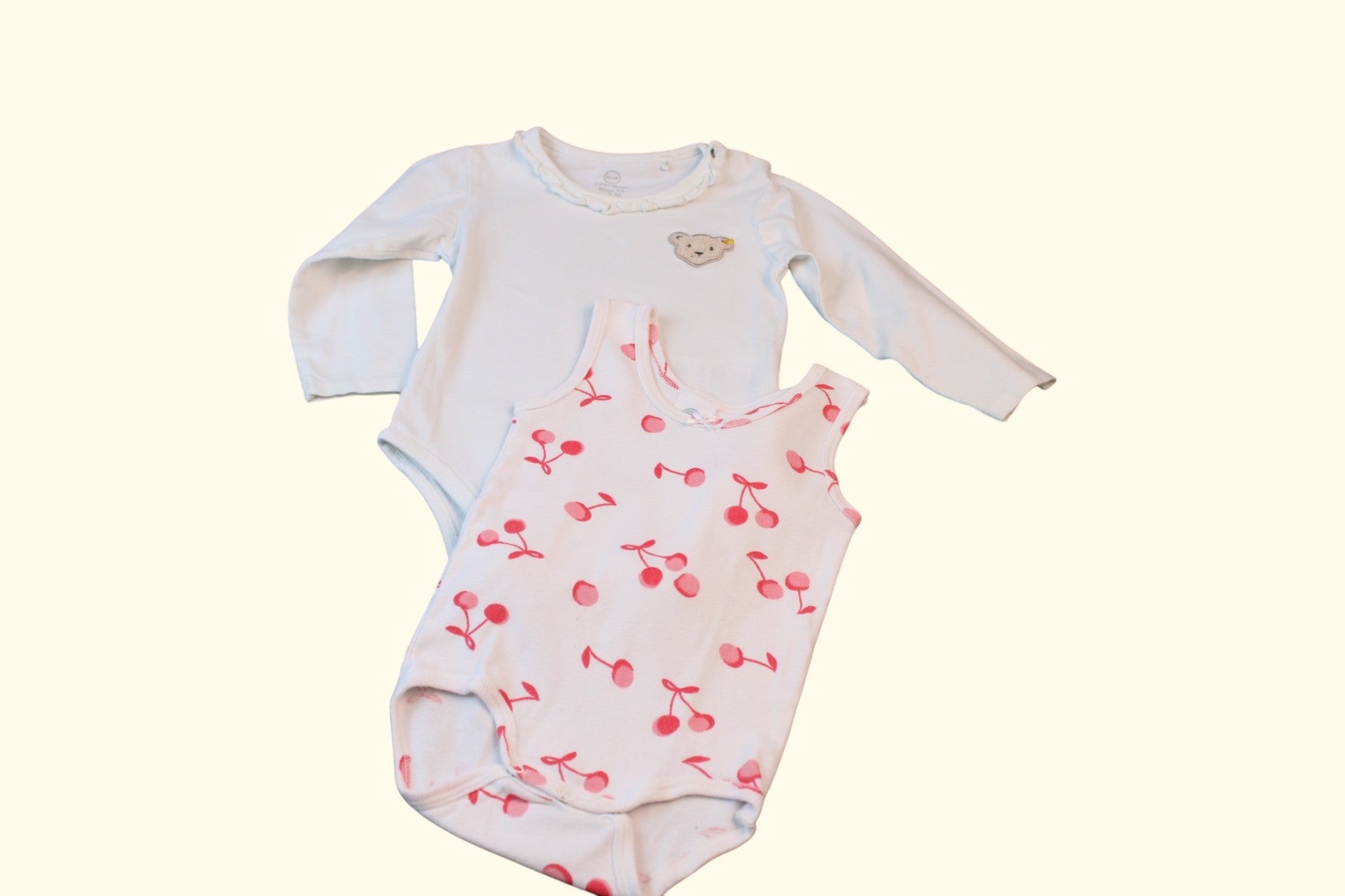 Steiff/Sanetta 2er Kidkiddo Set Body 68 Weiß und Rosa