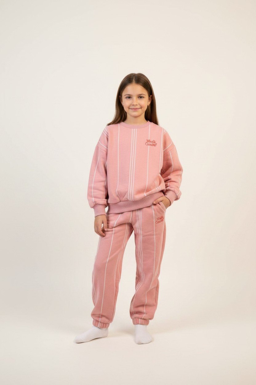 Mini Rodini 2er Kidkiddo Set 116 Pink with white and light blue stripes