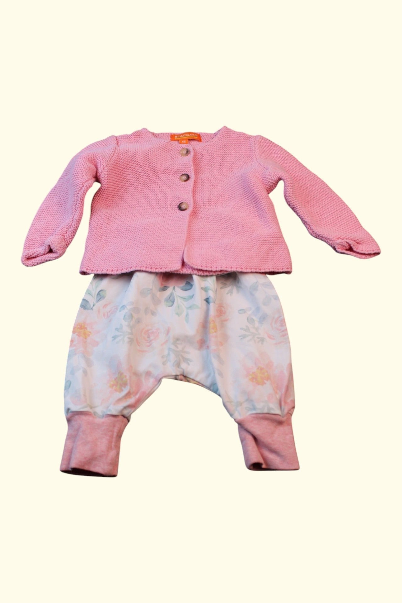 2er Kidkiddo Set 62 Pink, Weiß, Blumenmuster