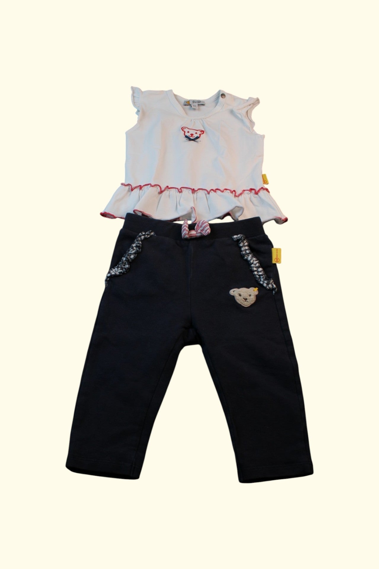 Steiff 2er Kidkiddo Set 62 Weiß, Schwarz, Rot