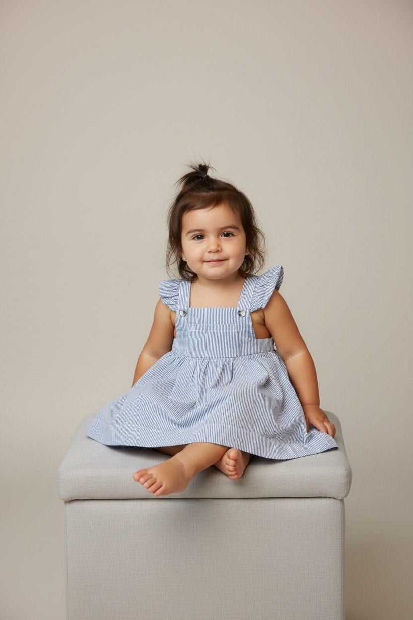 Jacadi Kleid 76 Blau und Weiß gestreift
