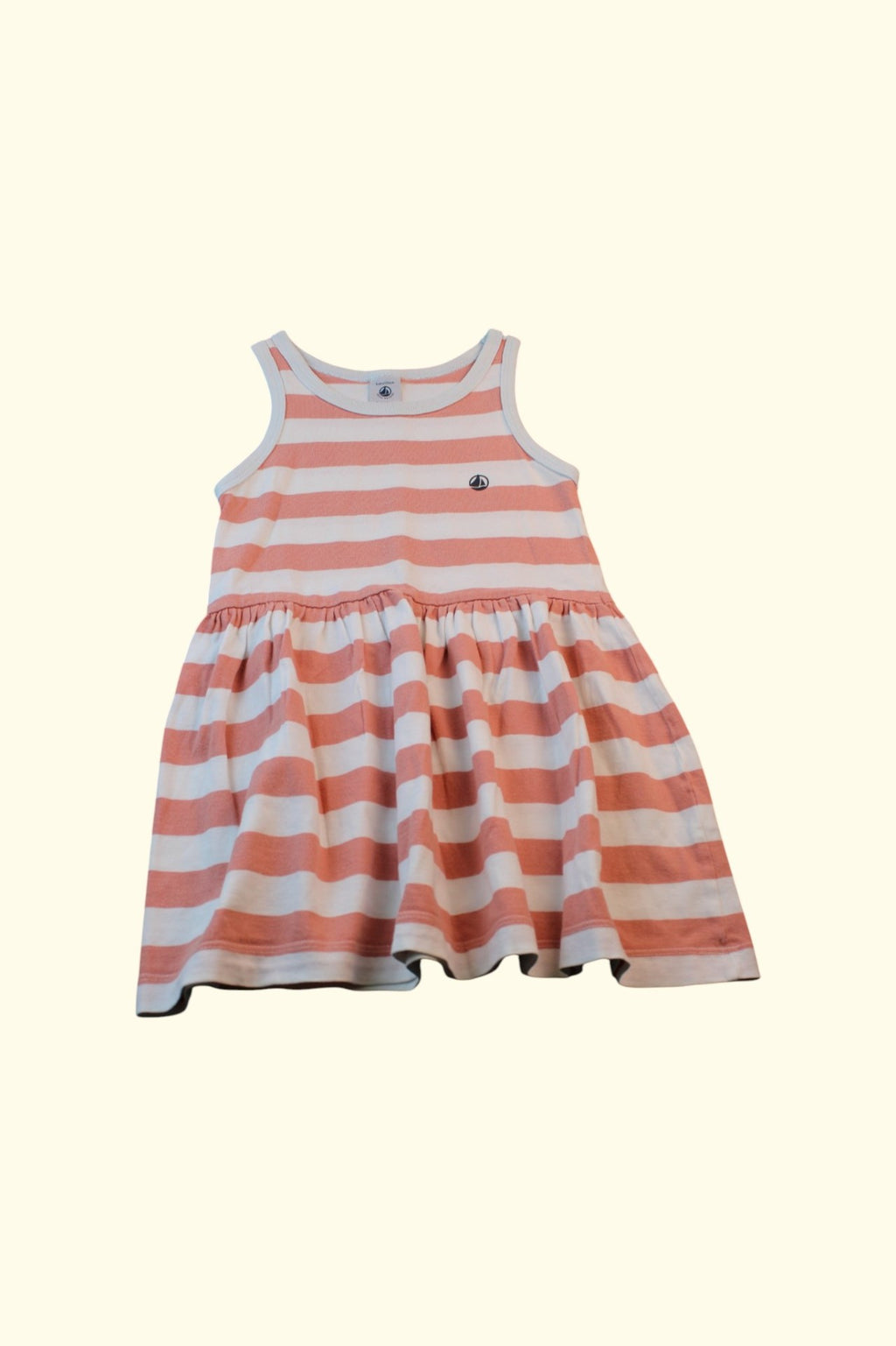 Petit Bateau Kleid 98 Pfirsich und Weiß gestreift