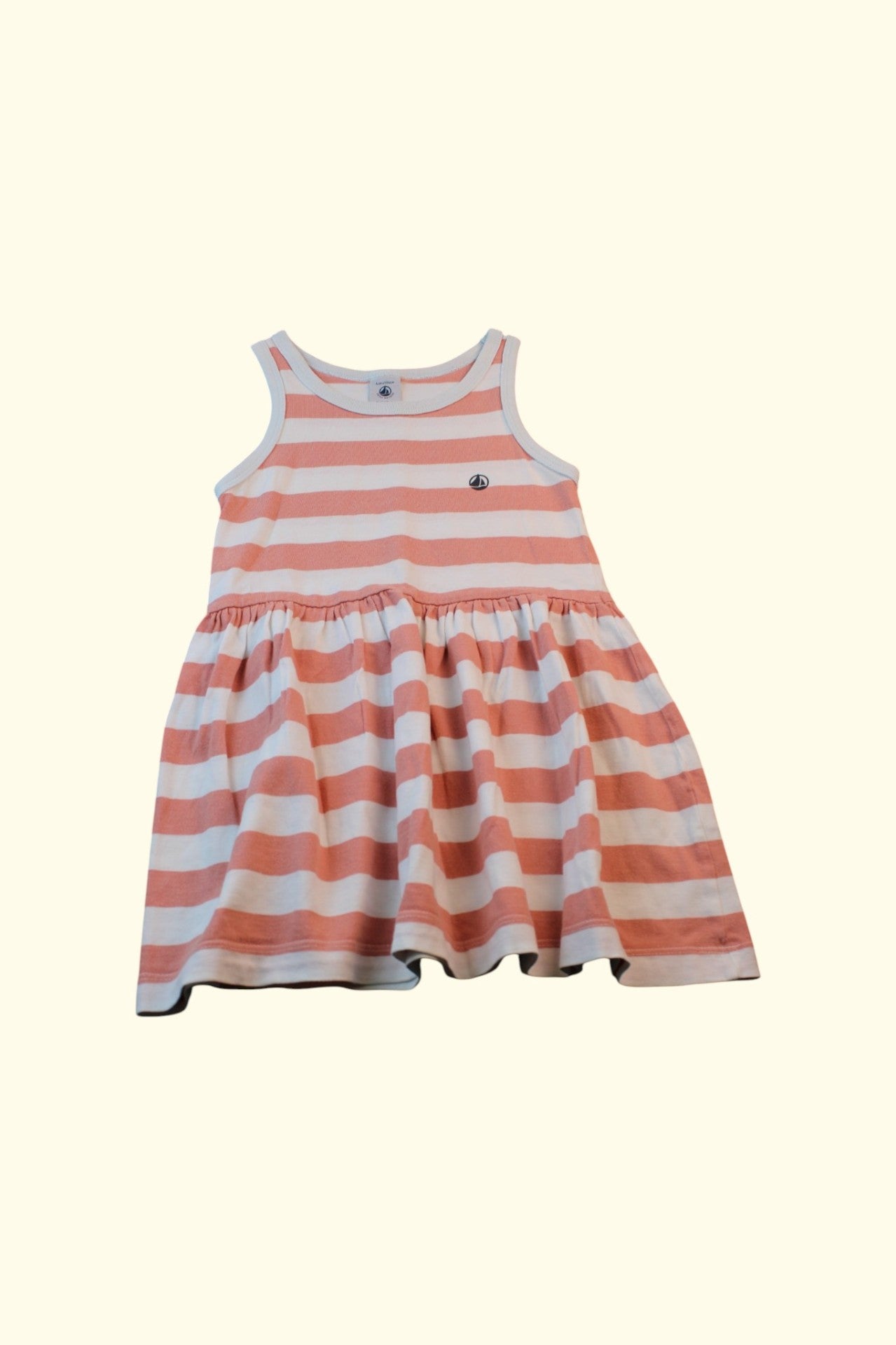 Petit Bateau Kleid 98 Pfirsich und Weiß gestreift