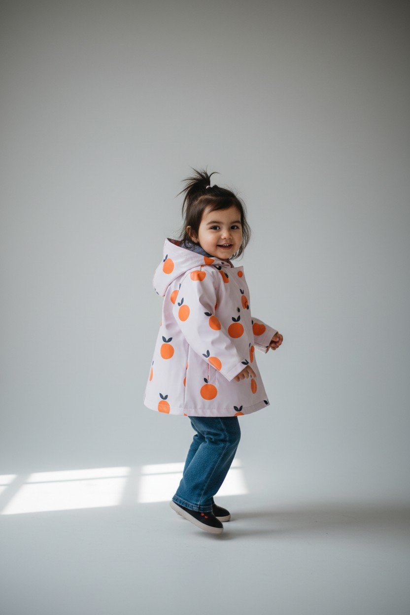 Jacadi Jacke 96 Rose mit Orangen und schwarzen Akzenten