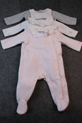 Jacadi 3er Kidkiddo Set 60 Weiß mit rosa Punkten und Grau