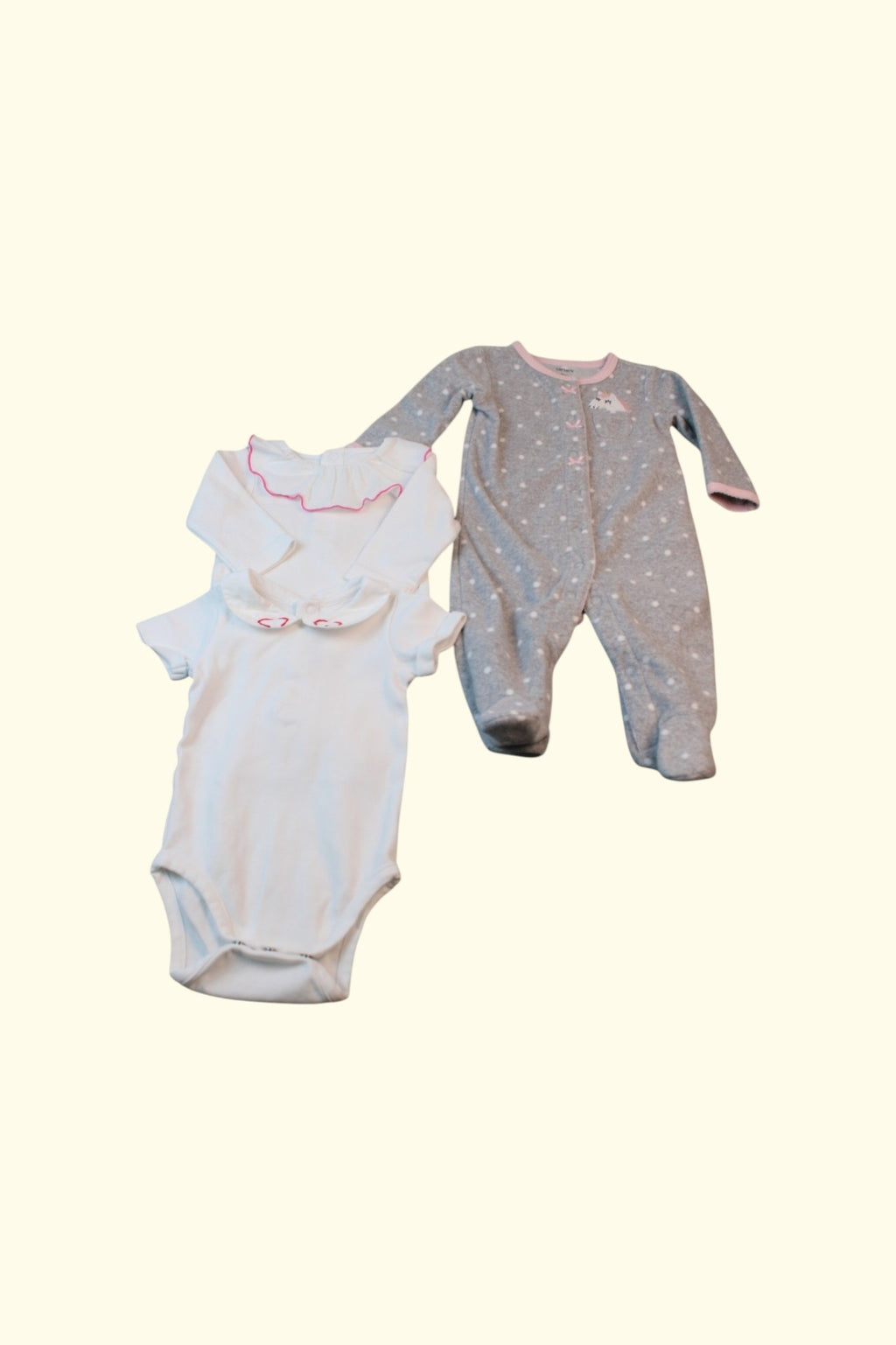 Jacadi 3er Kidkiddo Set 60 Weiß, Grau mit Rosa Akzenten