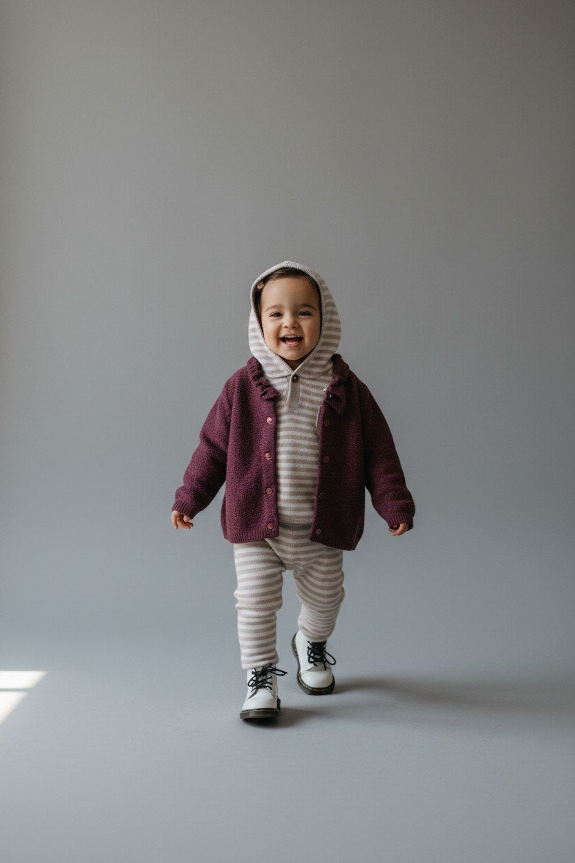 2er Kidkiddo Set 76 Beige-Rosa, Weinrot