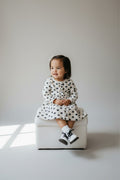 Petit Bateau Kleid 62 Weiß mit schwarzen Punkten
