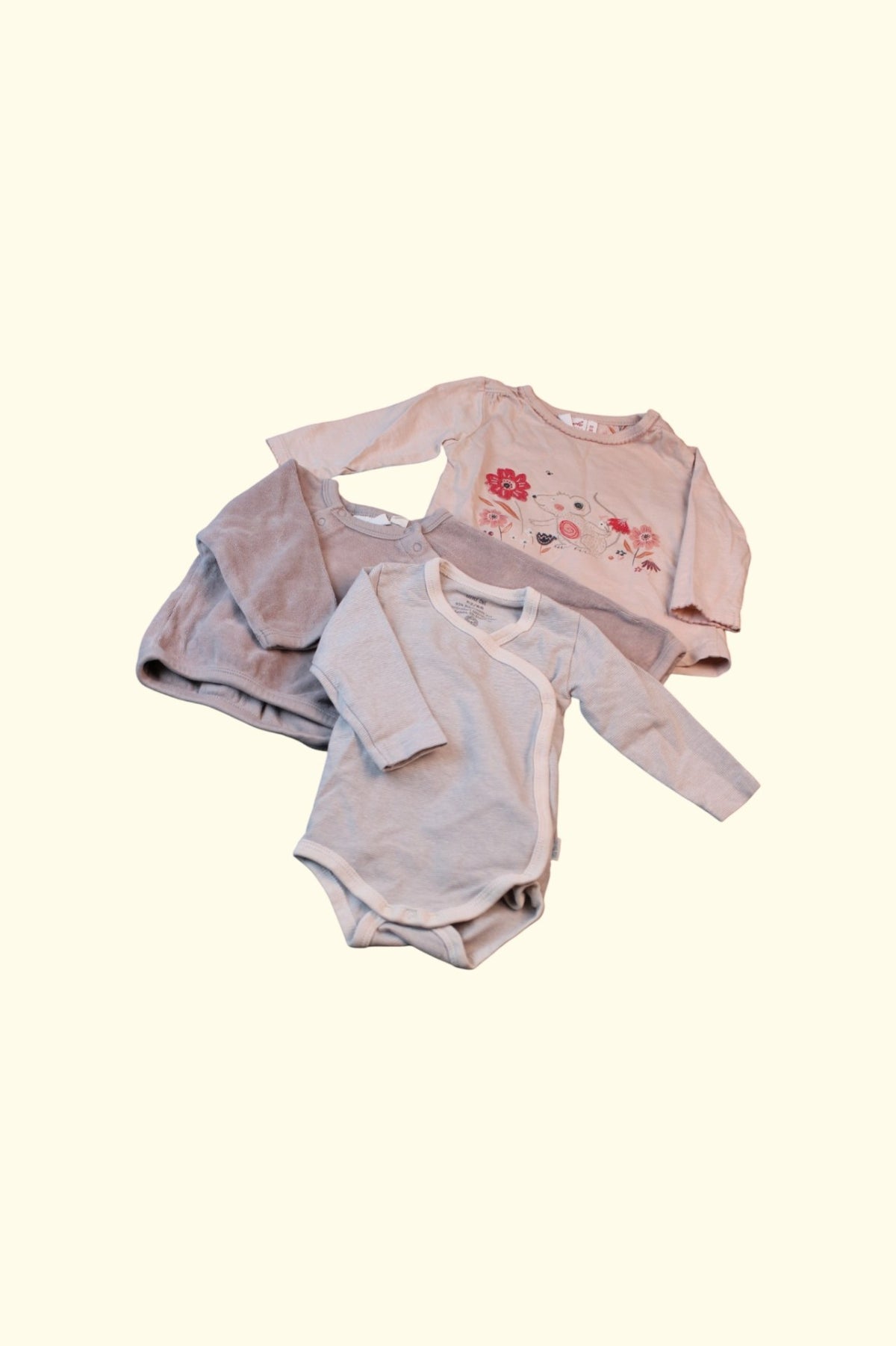 3er Kidkiddo Set 62 Beige, Grau, & Hellrosa