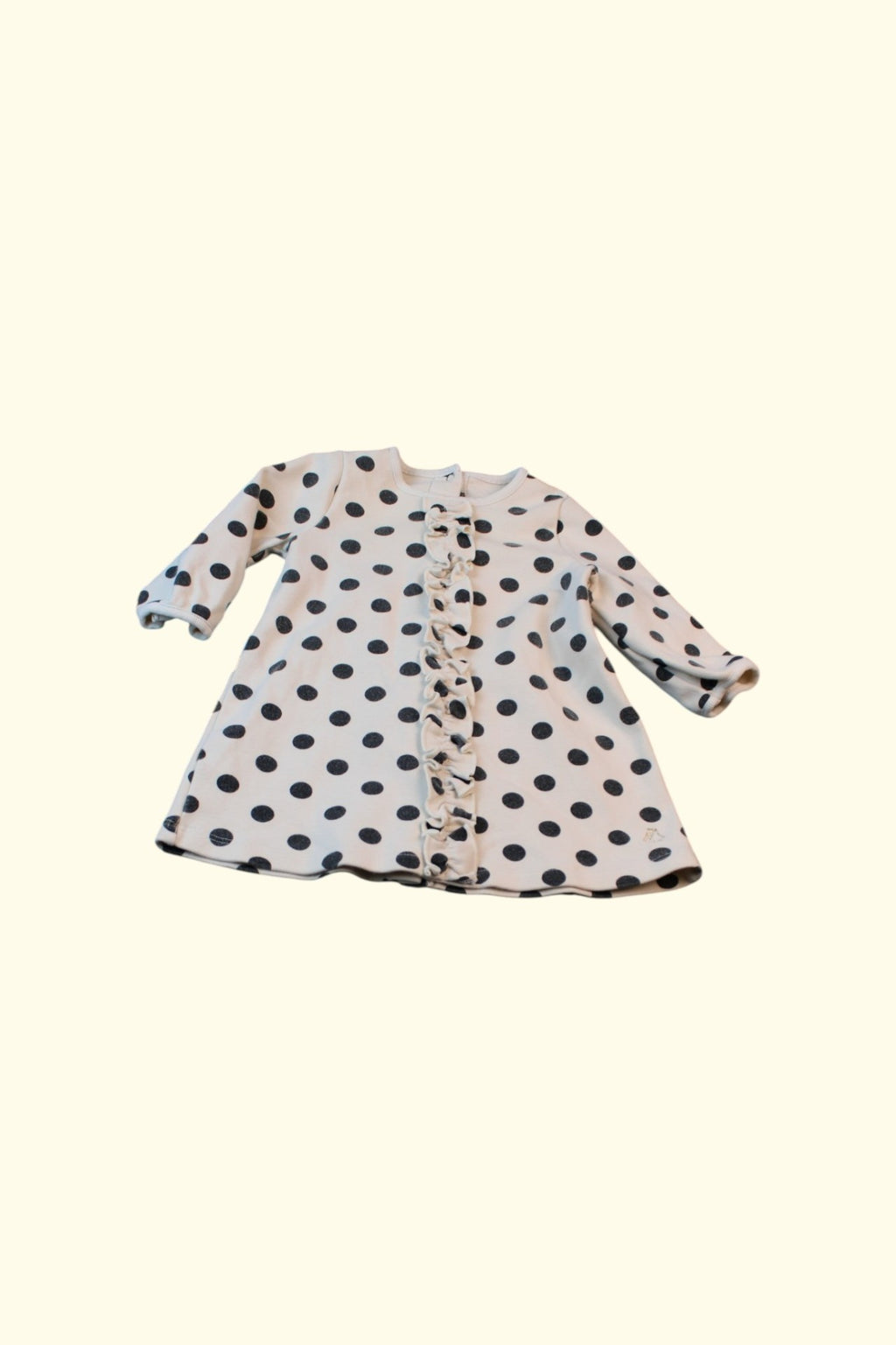 Petit Bateau Kleid 62 Weiß mit schwarzen Punkten