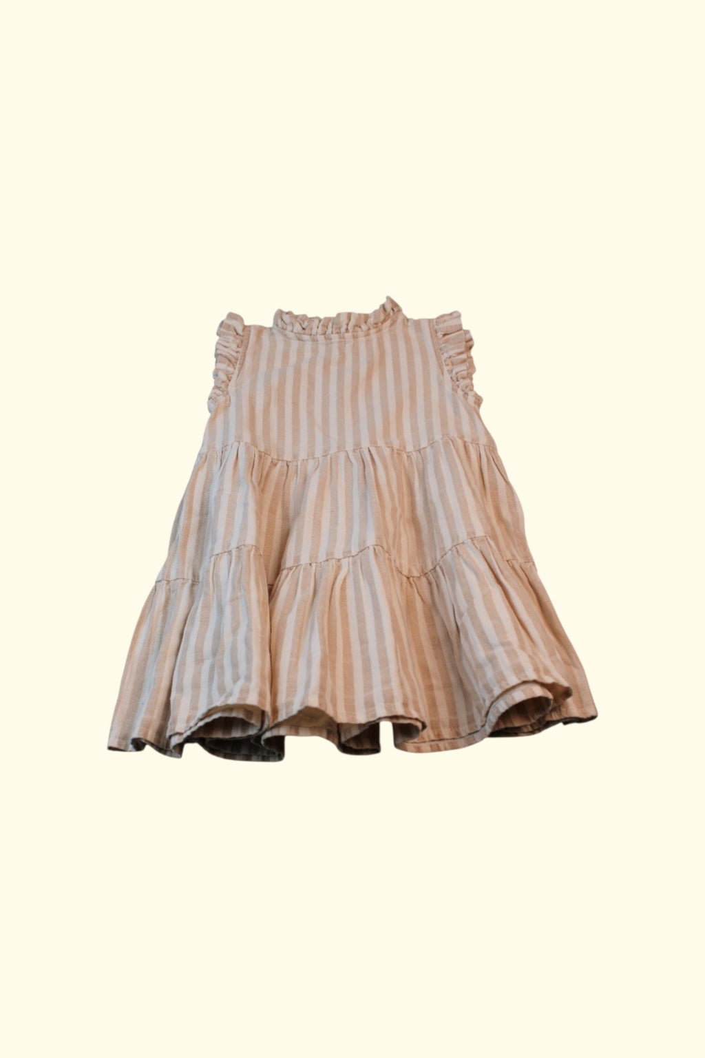 Leevje Kleid Beige mit weißen Streifen