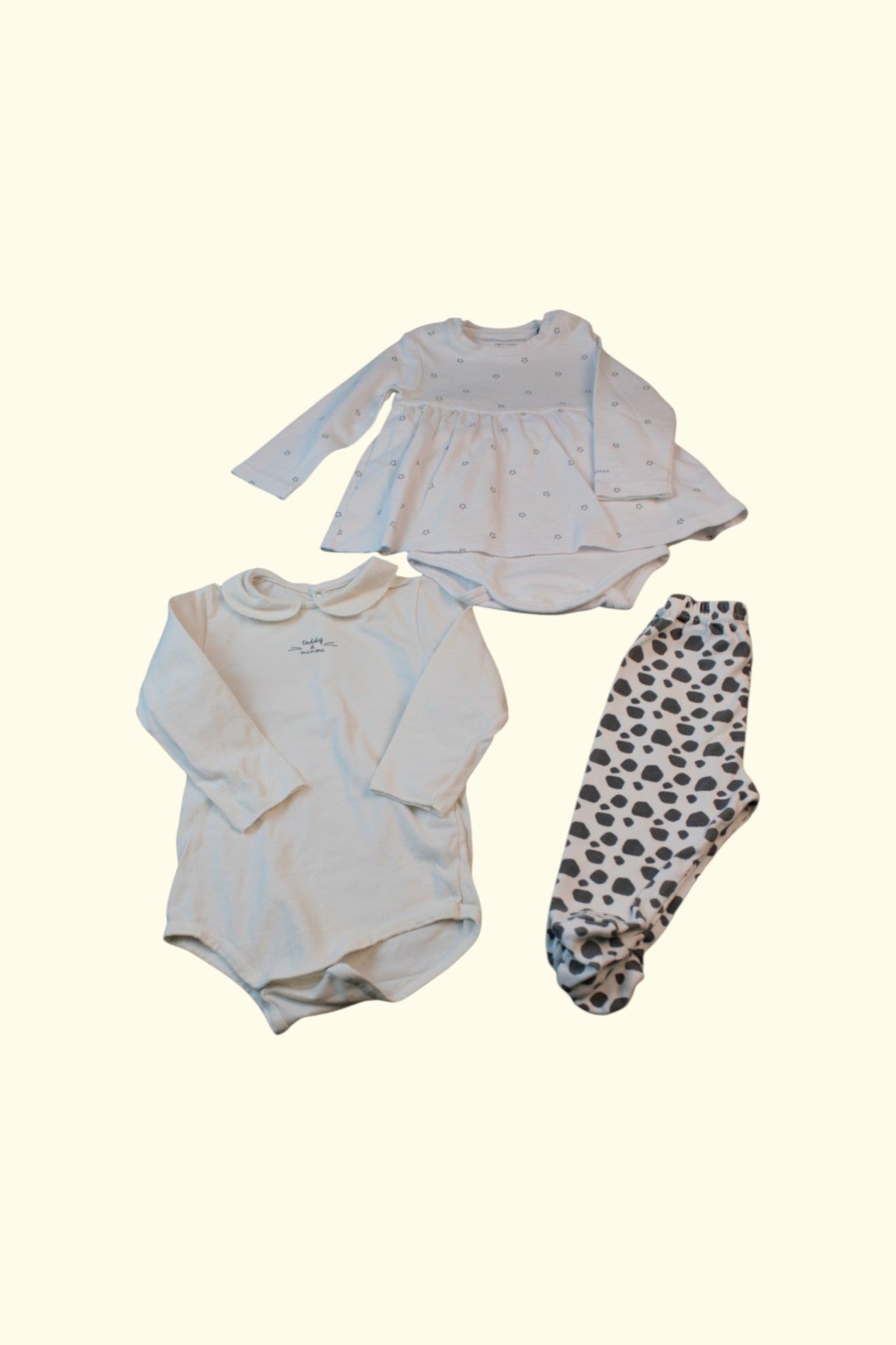 Kategorie 3 3er Kidkiddo Set 58 Cremeweiß, Schwarz