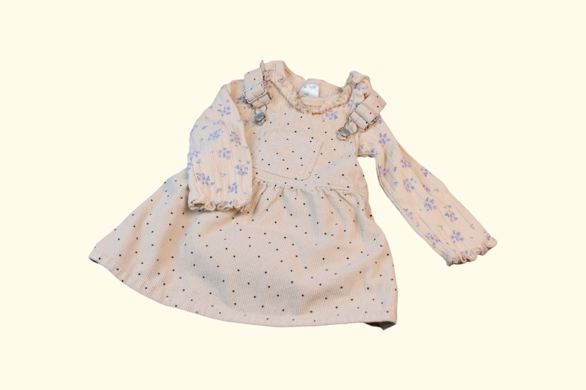 2er Kidkiddo Set 68 Beige mit lila Blümchenmuster