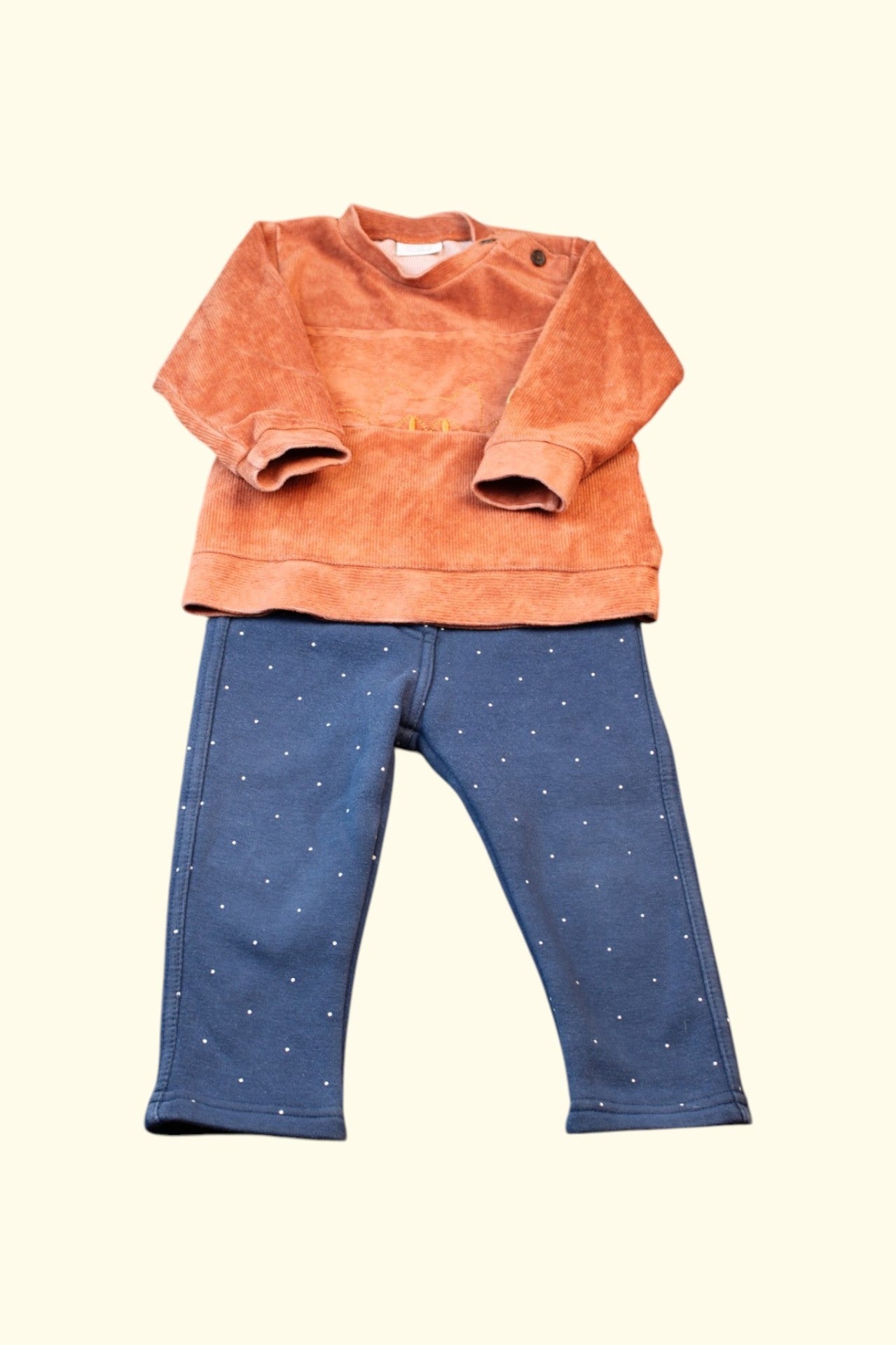 2er Kidkiddo Set 80 Blau, mit weißen Punkten, Rost
