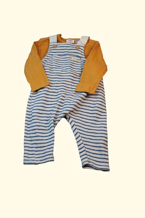  2er Kidkiddo Set 68 Blau/Weiß gestreift, Senf