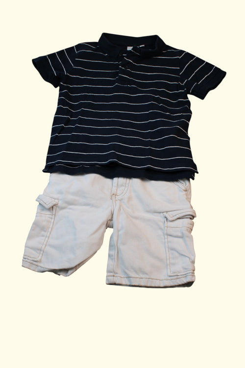  2er Kidkiddo Set 110 Dunkelblau-Weiß, Weiß
