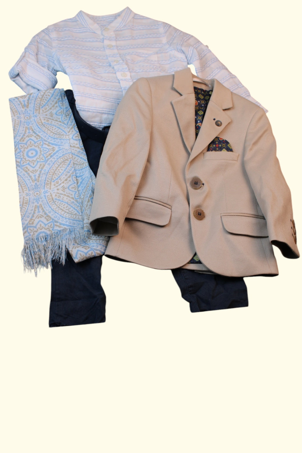 Anzug 82 Beige, Hellblau, Dunkelblau