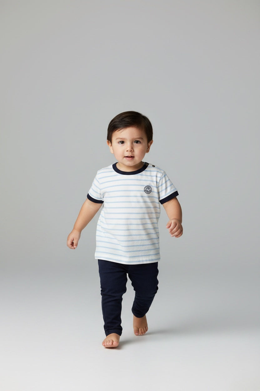 Jacadi T-Shirt 68 Weiß mit blauen Streifen