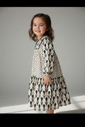Kleid 122 Beige mit schwarz