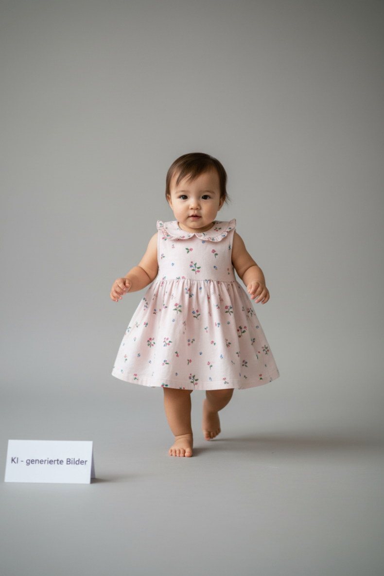 Petit Bateau Kleid 74 Rosa mit kleiner Blumenmuster