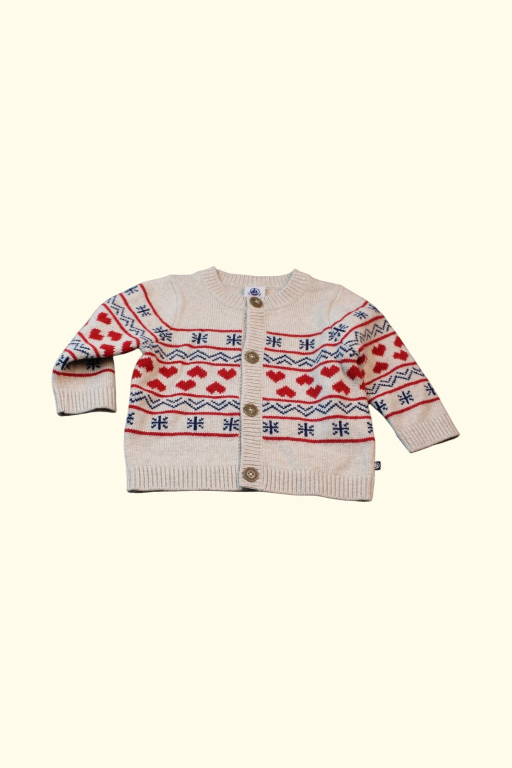 Petit Bateau Strickjacke 62 Beige, Rot, Blau