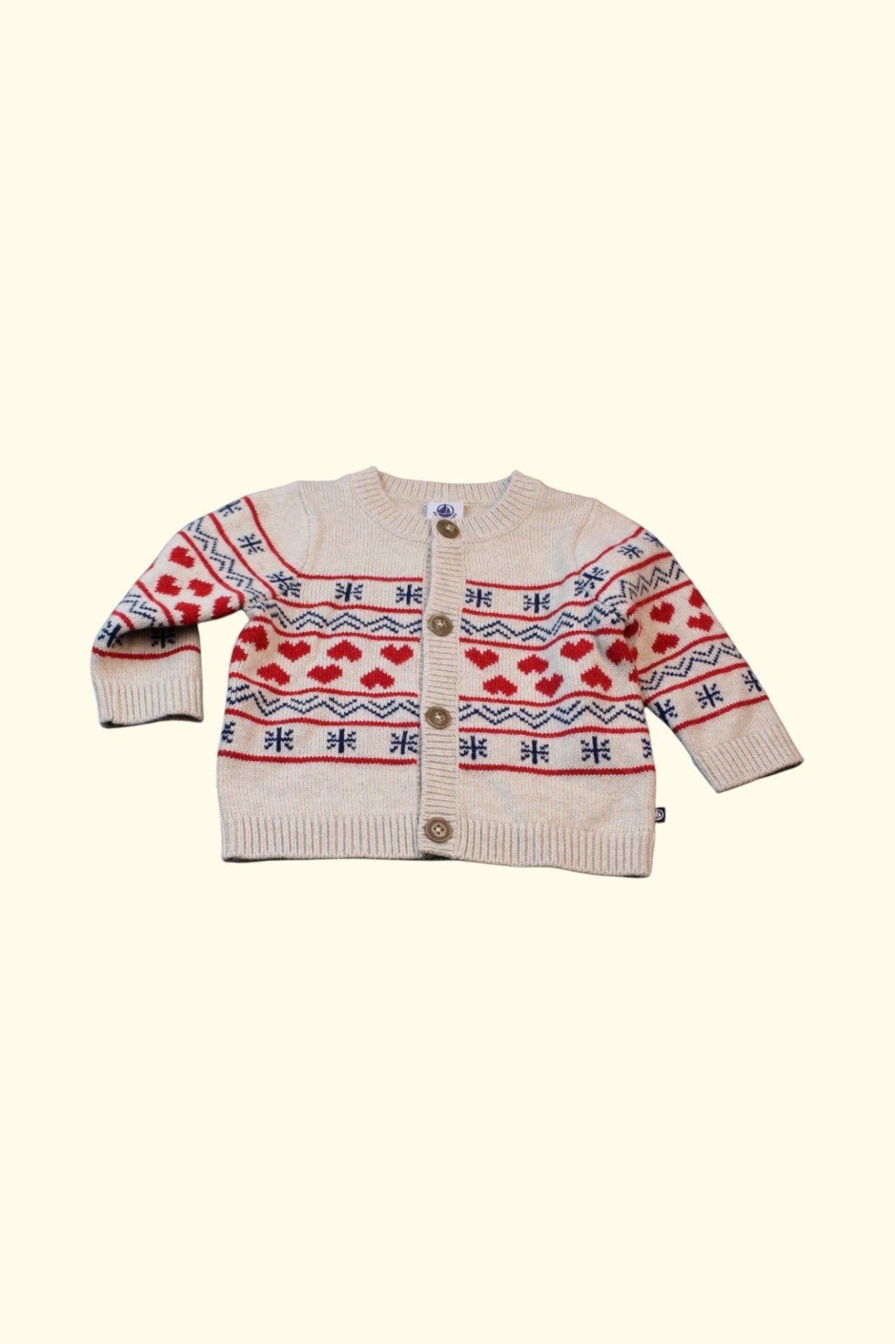 Petit Bateau Strickjacke 62 Beige, Rot, Blau