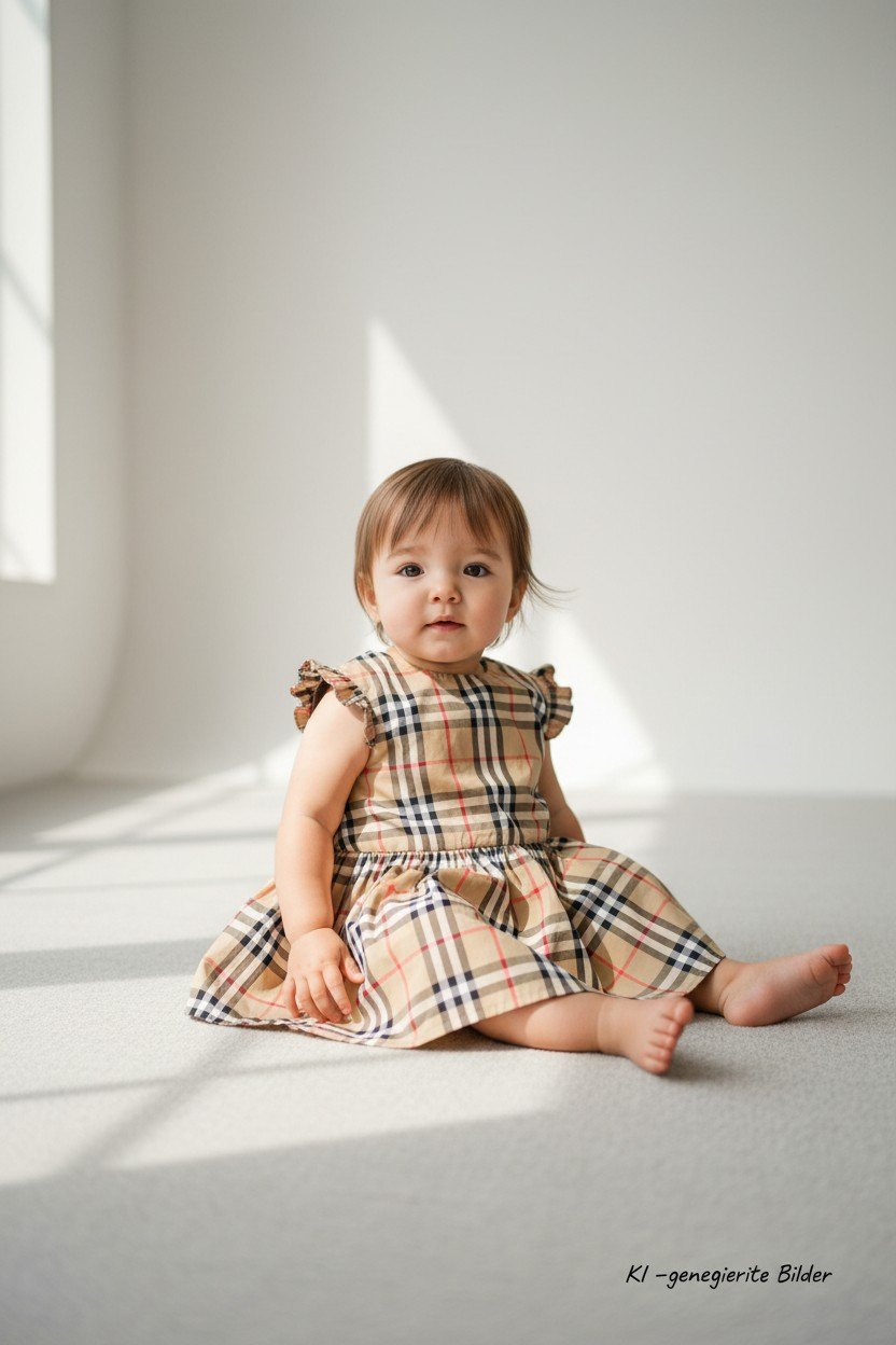 Burberry Kleid 68 Beige mit Schwarz, Rot und Weiss Karomuster