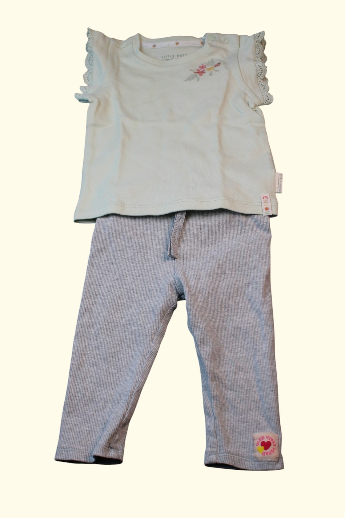 4er Kidkiddo Set 68 Hellgrün, Grau,Creme,