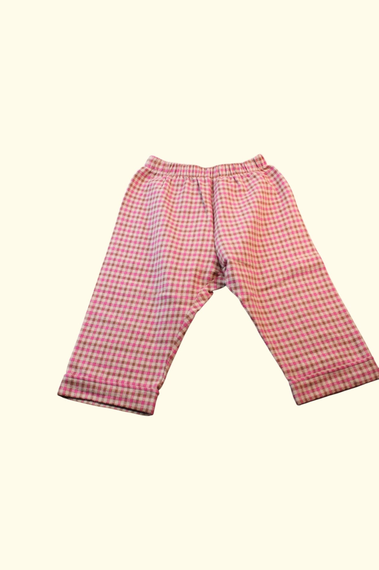 il gufo Hose 92 Pink, Beige, Braun Karo