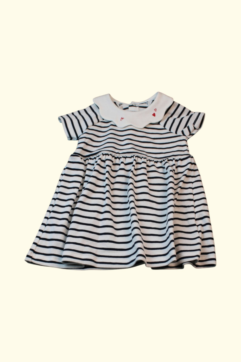 Petit Bateau Kleid Neu 62 Weiß und Marineblau