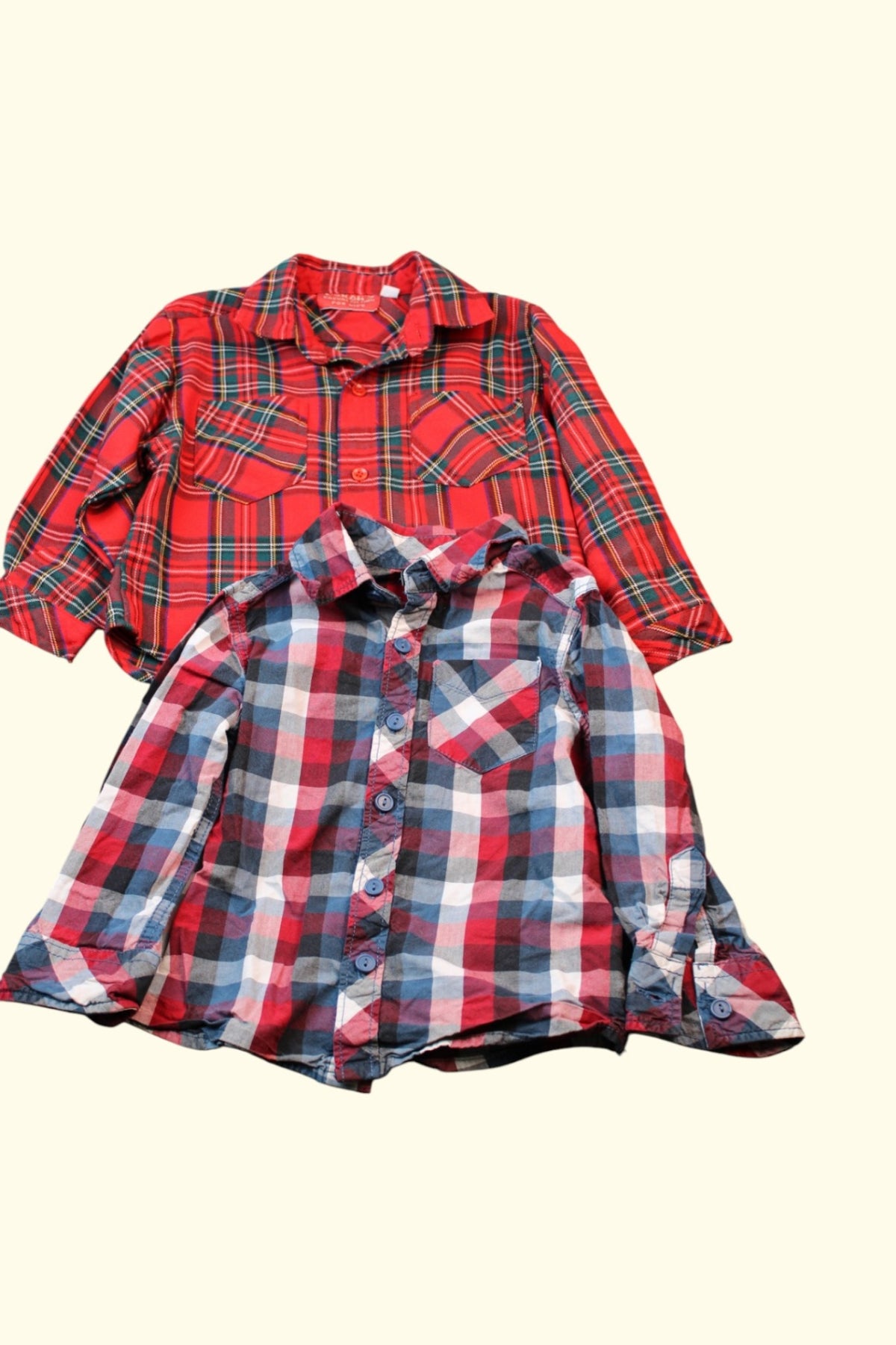  2er Kidkiddo Set 86 Rot, Blau Kariert